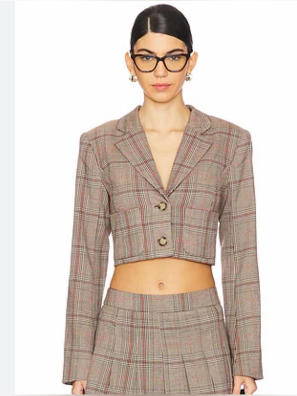 Lovers + Friends Cropped Plaid Blazer XS